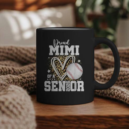 Proud Mimi Of A 2026 Senior Baseball Graduation Leopard Graphic Print Coffee Mug - Sportilla