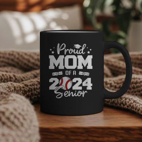 Proud Mom Of a 2024 Senior Baseball Mom 2024 Graduate Graphic Print Coffee Mug - Sportilla