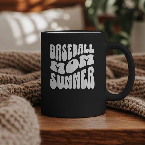 Retro Baseball Mom Summer Groovy Appreciation Graphic Print Coffee Mug - Sportilla