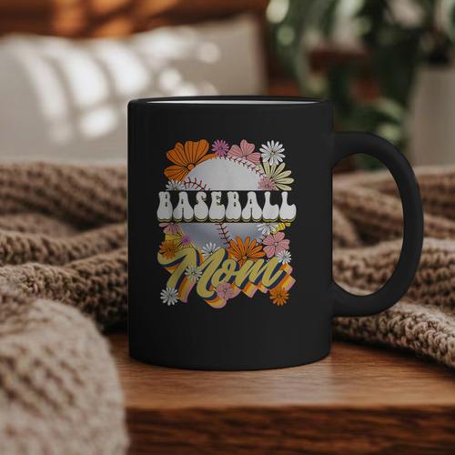 Retro Groovy Baseball Mom Family Matching Women Graphic Print Coffee Mug - Sportilla