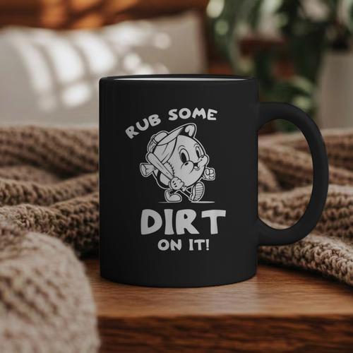 Rub Some Dirt On It Cute Girls Retro Baseball Mom Softball Graphic Print Coffee Mug - Sportilla