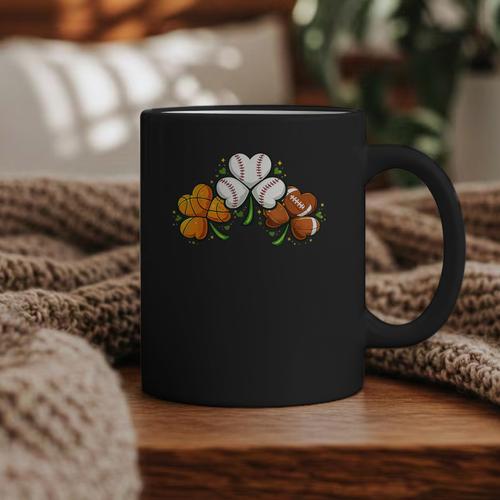 Shamrock Baseball Basketball Football St Patricks Day Graphic Print Coffee Mug - Sportilla