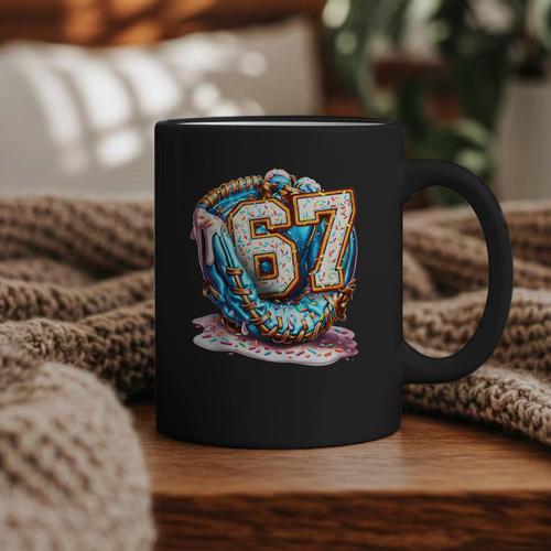 Six Seven Baseball Lifestyle 67 Meme Gen Alpha Slang Graphic Print Coffee Mug - Sportilla
