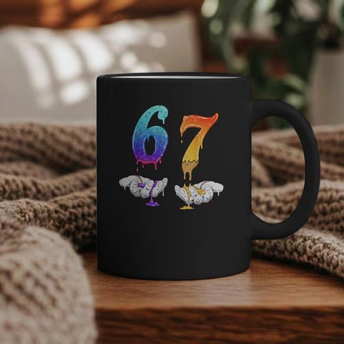 Six Seven Ice Cream Drip Cool Meme 67 Number Baseball Graphic Print Coffee Mug - Sportilla