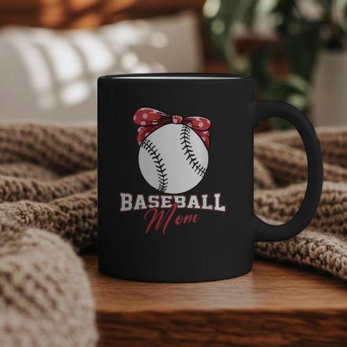 Softball Baseball Mom Floral Tee Mother's Day Graphic Print Coffee Mug - Sportilla
