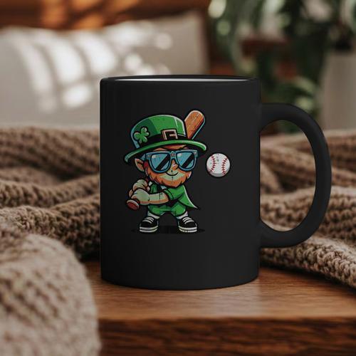 St Patricks Day Leprechaun Baseball Saint Paddys Boys Men Graphic Print Coffee Mug - Sportilla