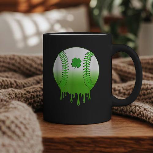 St Patricks Day Shamrock Baseball Irish Boys Kids Men Graphic Print Coffee Mug - Sportilla