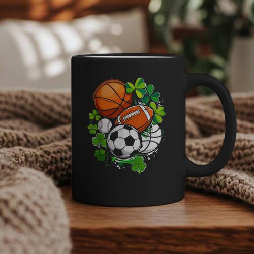 St Patricks Day Shamrock Basketball Baseball Football Soccer Graphic Print Coffee Mug - Sportilla