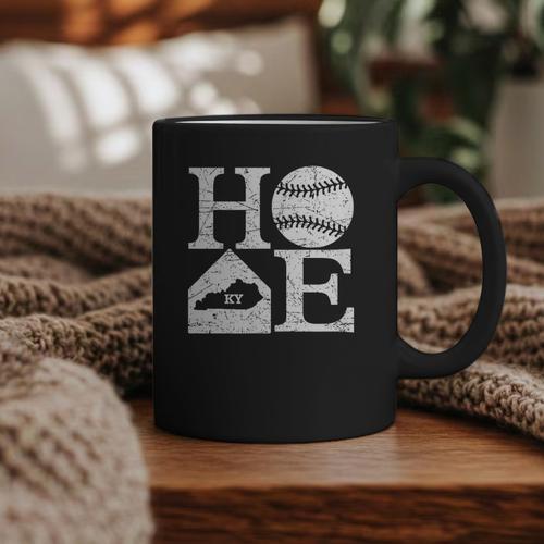 Vintage Baseball Home Kentucky State Outline Baseball Mom Graphic Print Coffee Mug - Sportilla