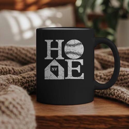 Vintage Baseball Home Nevada State Outline Baseball Mom Graphic Print Coffee Mug - Sportilla