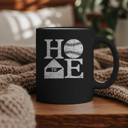 Vintage Baseball Home Tennessee State Outline Baseball Mom Graphic Print Coffee Mug - Sportilla