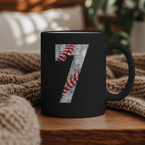 Vintage Baseball Mom 7 Jersey Baseball Favorite Player Graphic Print Coffee Mug - Sportilla