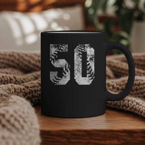 Vintage Baseball Number 50 Jersey Player Uniform Graphic Print Coffee Mug - Sportilla