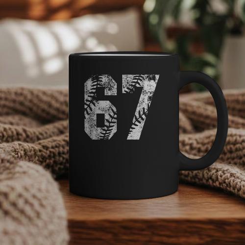 Vintage Baseball Number 67 Jersey Player Uniform Graphic Print Coffee Mug - Sportilla