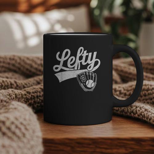 Vintage Baseball Tee Lefty Left Handed Baseball Player Graphic Print Coffee Mug - Sportilla