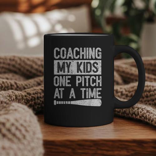 Vintage Coaching My Kids One Pitch At A Time Baseball Dad Graphic Print Coffee Mug - Sportilla