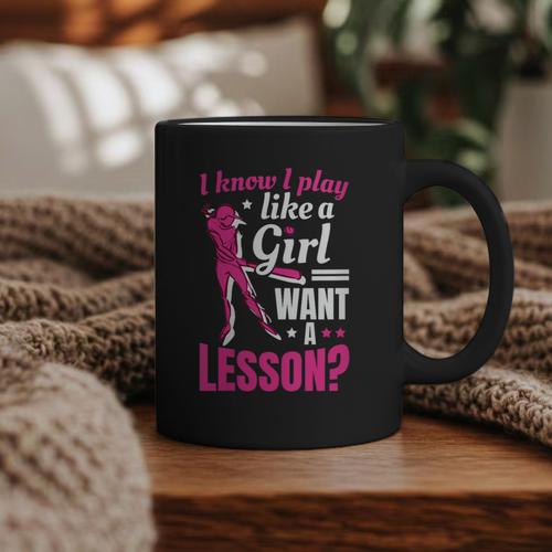 Women's Play Like A Girl Softball Baseball Girls Graphic Print Coffee Mug - Sportilla