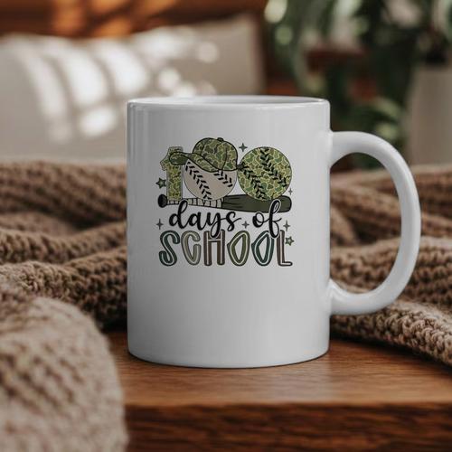 100 Days Of School Baseball Camo Cap Kids Boys 100th Day Graphic Print Coffee Mug - Sportilla
