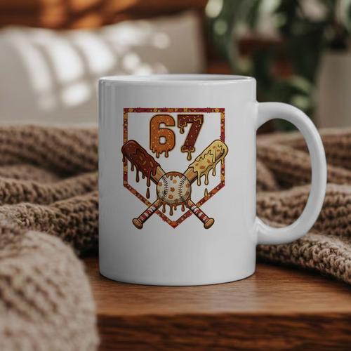67 Baseball Drip Thanksgiving Six Seven Boys Teens Kids Graphic Print Coffee Mug - Sportilla