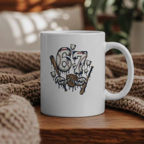 67 Baseball Six Seven Baseball 6 7 Kids Boys Girls Premium Tri-Blend Graphic Print Coffee Mug - Sportilla