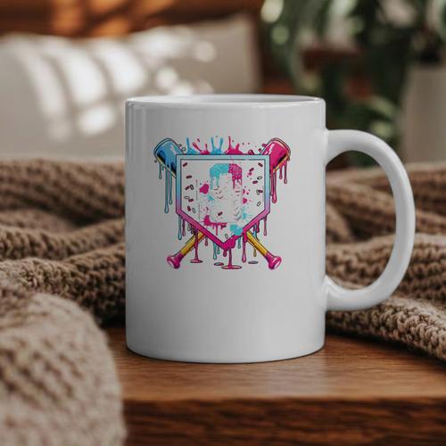 9th Birthday Boys Baseball Ice Cream Drip Boys Baseball Graphic Print Coffee Mug - Sportilla
