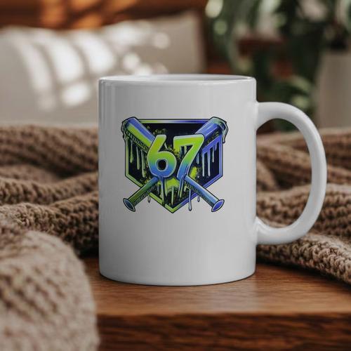 Awesome 67 Baseball Drip Effect Baseball 6-7 Meme Graphic Premium Tri-Blend Graphic Print Coffee Mug - Sportilla