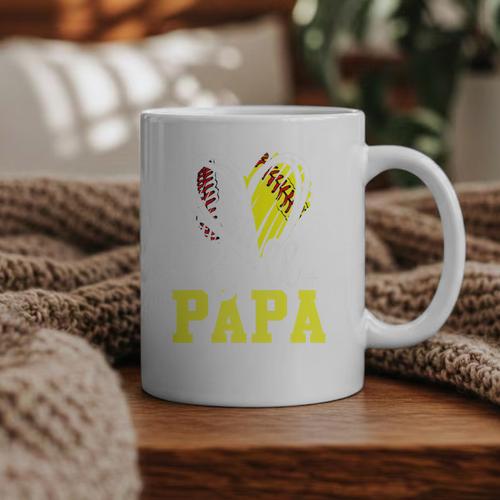 Ball Papa Softball Baseball Dad Daddy Premium Graphic Print Coffee Mug - Sportilla
