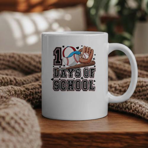 Baseball 100 Days Of School Happy 100th Day Teachers Kids Graphic Print Coffee Mug - Sportilla