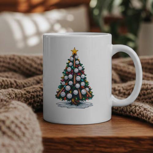 Baseball Christmas Tree Men Boys Youth Santa Sports Graphic Print Coffee Mug - Sportilla