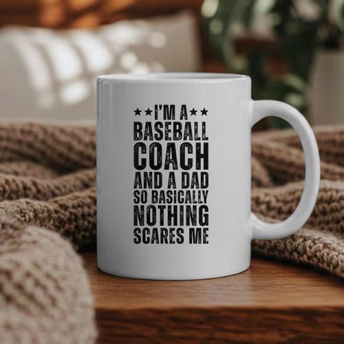 Baseball Coach And A Dad So Basically Baseball Dad Graphic Print Coffee Mug - Sportilla
