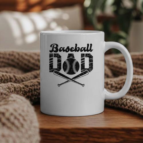 Baseball Dad Happy Fathers Day For Men Wife Daughter Son Graphic Print Coffee Mug - Sportilla