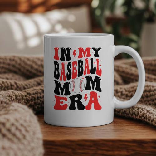 In My Baseball Mom Era Groovy Mom Graphic Print Coffee Mug - Sportilla