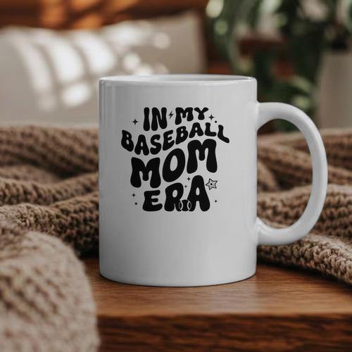 In My Baseball Mom Era Groovy Graphic Print Coffee Mug - Sportilla