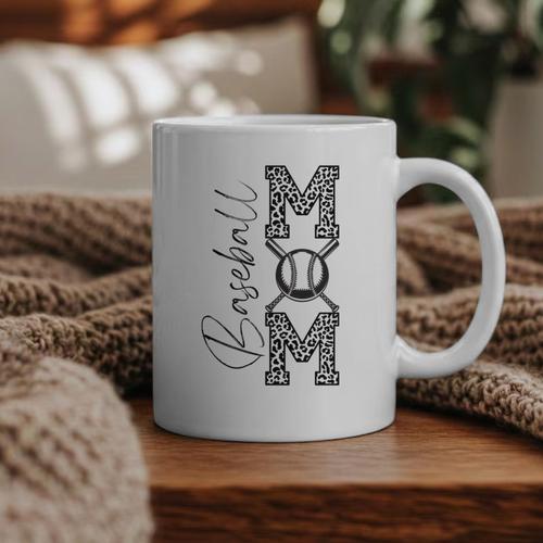 Baseball Mom Leopard Graphic Print Coffee Mug - Sportilla