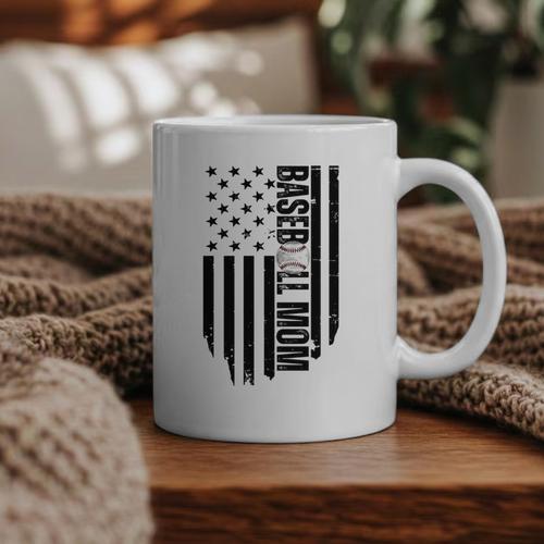 Baseball Mom USA Flag Baseball Mama Day Vibes Mama Graphic Print Coffee Mug - Sportilla