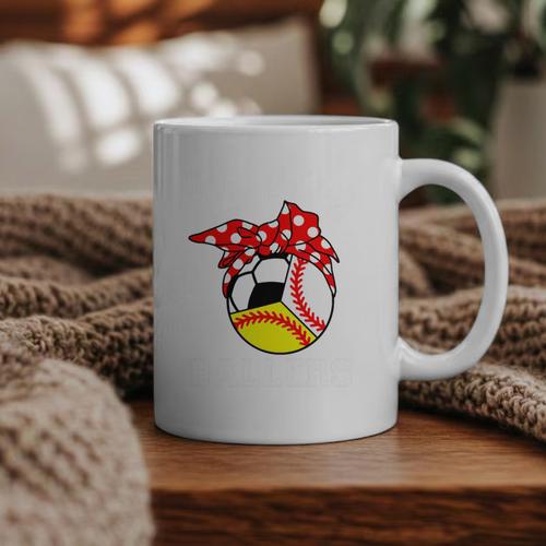 Busy Raising Ballers Baseball Softball Soccer Mom Premium Tri-Blend Graphic Print Coffee Mug - Sportilla