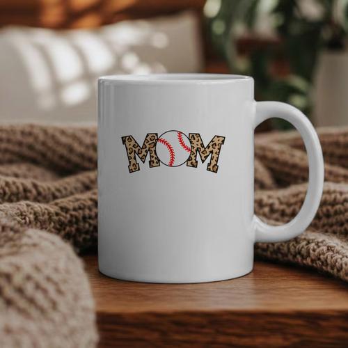 Catcher Mom Baseball Mom Leopard Game Day Graphic Print Coffee Mug - Sportilla