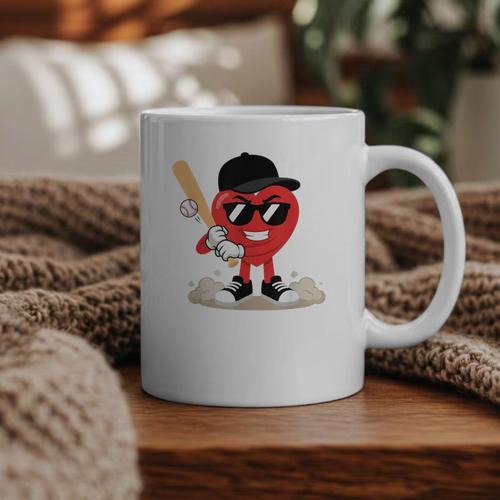 Heart Playing Baseball Valentine Baseball Graphic Print Coffee Mug - Sportilla