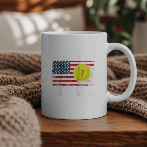 Patriotic Softball Dad Like A Baseball Dad Raglan Baseball Tee Graphic Print Coffee Mug - Sportilla