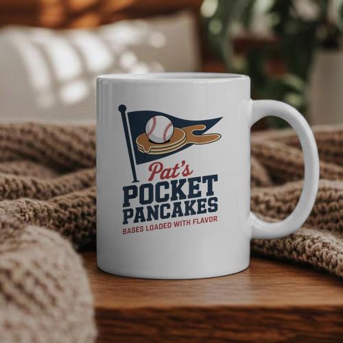 Pat's Pocket Pancakes Flag Baseball On Pancake Graphic Print Coffee Mug - Sportilla