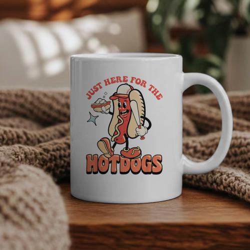 Retro Just Here For The Hotdogs Baseball Mom Sport Lover Graphic Print Coffee Mug - Sportilla