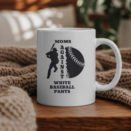 Retro Moms Against Baseball Pants Baseball Mom Graphic Print Coffee Mug - Sportilla