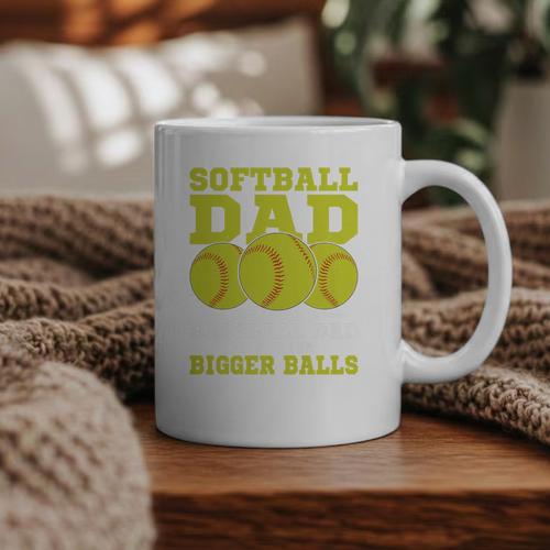 Softball Dad Just Like A Baseball Dad Team Premium Graphic Print Coffee Mug - Sportilla