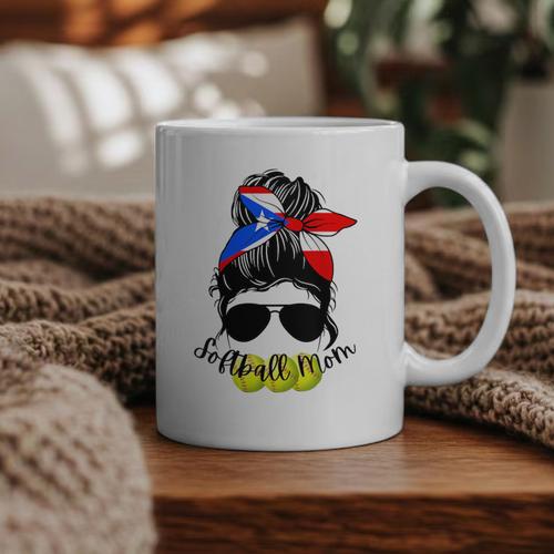 Softball Mom Puerto Rican Mom Spanish Baseball Mom Tote Graphic Print Coffee Mug - Sportilla