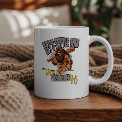 Stoneage Caveman Neolithic History Baseball Dad Father Premium Graphic Print Coffee Mug - Sportilla