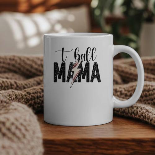 T-Ball Mama Baseball Mama Baseball Mom Graphic Print Coffee Mug - Sportilla