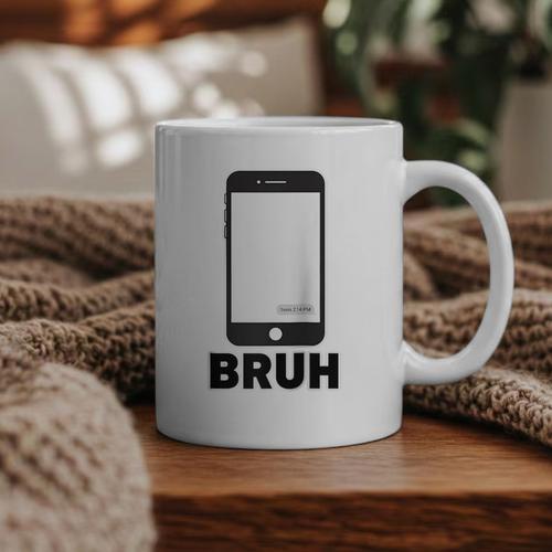 Texted First Bruh Seen Message Valentine's Day Humor Raglan Baseball Tee Graphic Print Coffee Mug - Sportilla