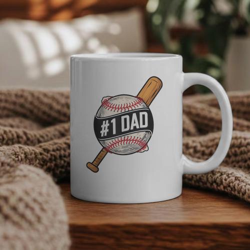 Vintage 1 Baseball Dad Daddy Father's Day From Son Daughter Graphic Print Coffee Mug - Sportilla