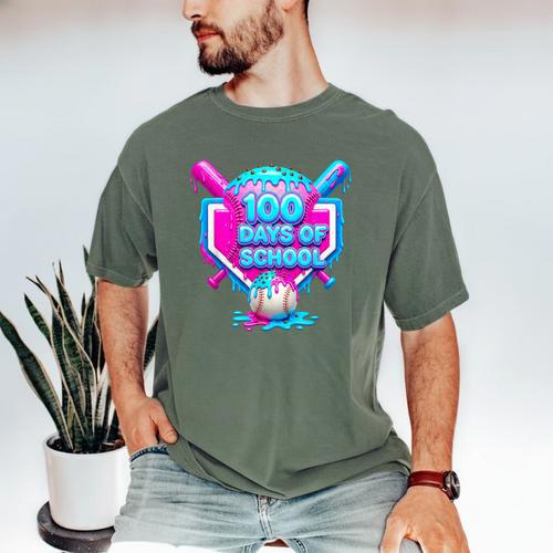 100 Days Of School Baseball Drip 100 Days For Boys And Kids Men's Comfort Colors T-Shirt - Sportilla