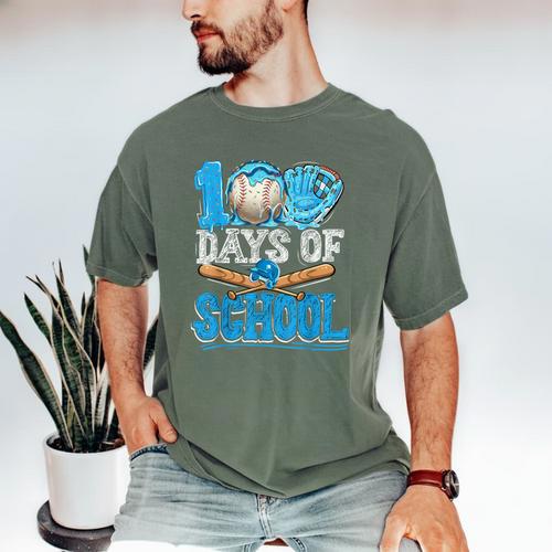 100 Days Of School Baseball Ice Cream Drip Student Kids Boys Men's Comfort Colors T-Shirt - Sportilla